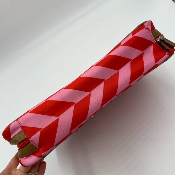 Stella & Dot Travel Bag FLAWS Chevron Stripes Jewelry Makeup Toiletries Pink - Picture 11 of 16